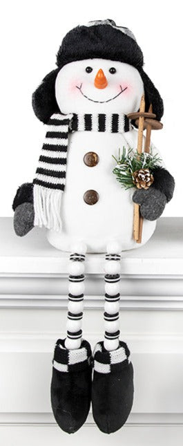 Happy snow sitting fabric with dangling beaded legs (50cm)