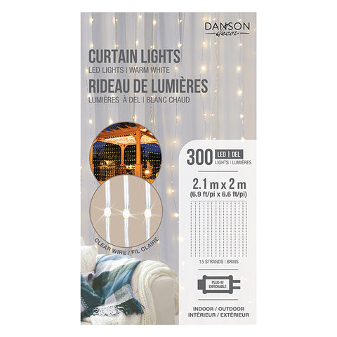 Curtain of lights (300 microdot LED) - Interior/Exterior - Warm white (2.1mx2.0m)