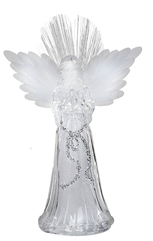 Luminous acrylic angel with fiber optic and glitter (27cm)