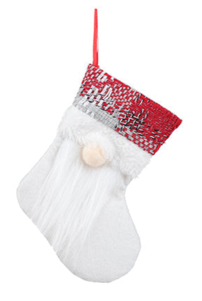 Mini bas de chaussettes en tissu, design gnome santa (19cm)