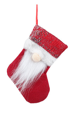 Mini bas de chaussettes en tissu, design gnome santa (19cm)