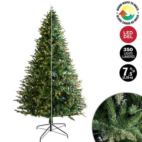 Arbre de Noël vert mixte lumineux 7,5 pieds