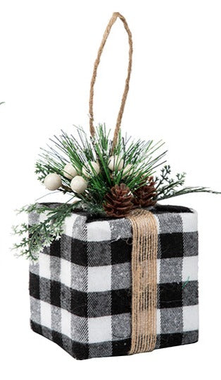 Coffret cadeau en tissu, design tartan, 13cm