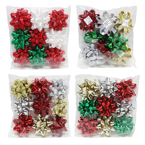 METALLIC/LASER/LAQUER 9CM-24 LOOP GIFT BOW X9/BAG,RED/WHITE/GREEN/GOLD/SILVER, BAGS