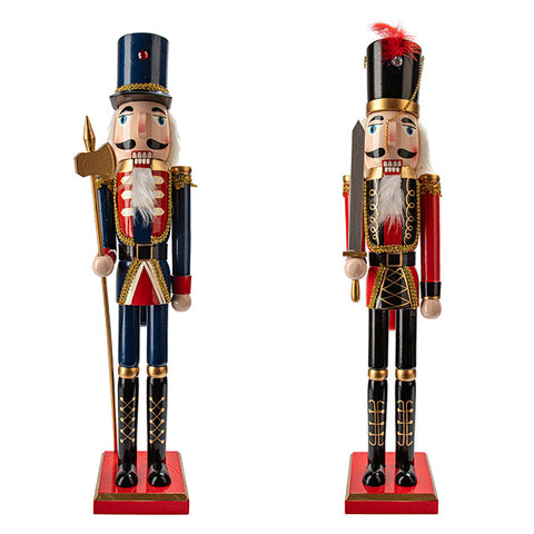 WOOD SOLDIER NUTCRACKER 60CM, : RED, BLUE