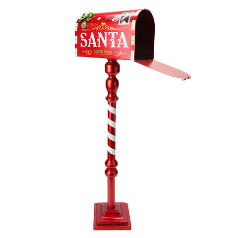 METAL SANTA DESIGN MAILBOX TABLE TOP 33x1M, RED/WHITE