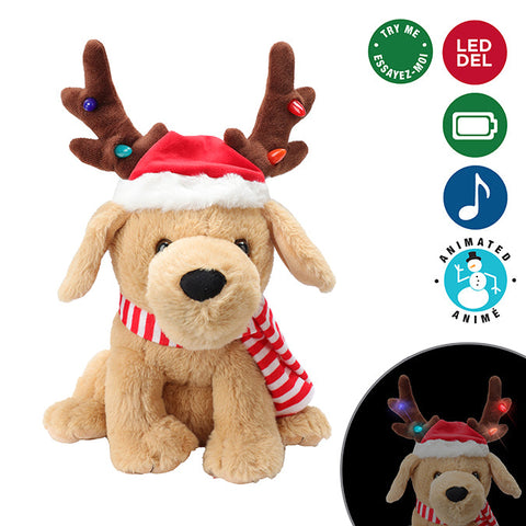 ANIMATED PLUSH REINDEER WITH MUSIC AND LIGHT, B/O, 36CM