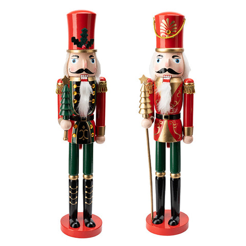 WOOD NUTCRACKER 50CM, : RED/GREEN, RED/GOLD