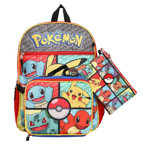 Pokemon Pikachu Characters 5 Piece Kids 16" Backpack Set