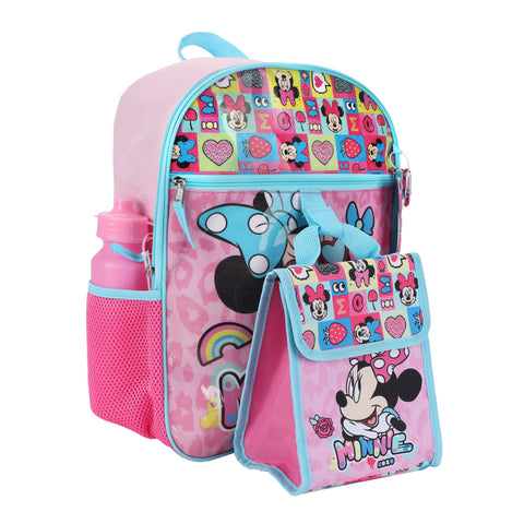 Minnie Mouse XOXO Kids 16" Backpack and Lunch Bag 5 Piece Set