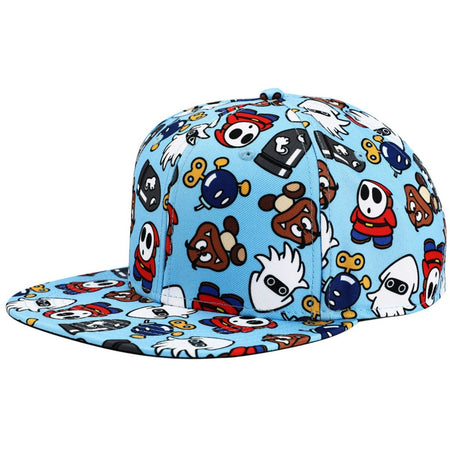 Super Mario Brothers Enemies All Over Print Cap Blue