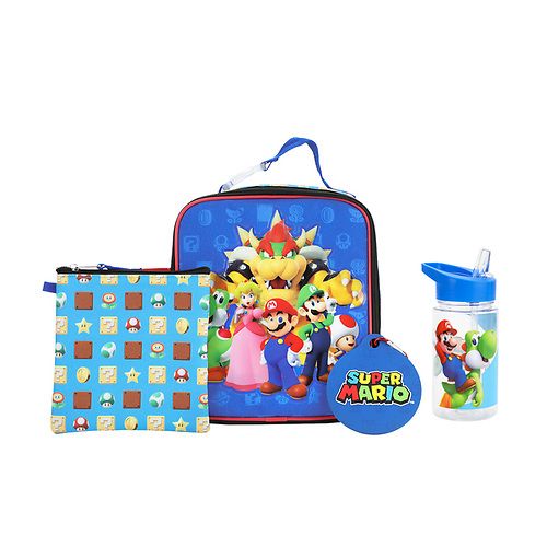Ensemble 4 pièces Super Mario Bros pour enfants – Sac à dîner et bouteille d’eau