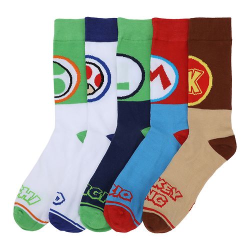 SUPER MARIO - icons on colorblock 5 pair casuals Socks