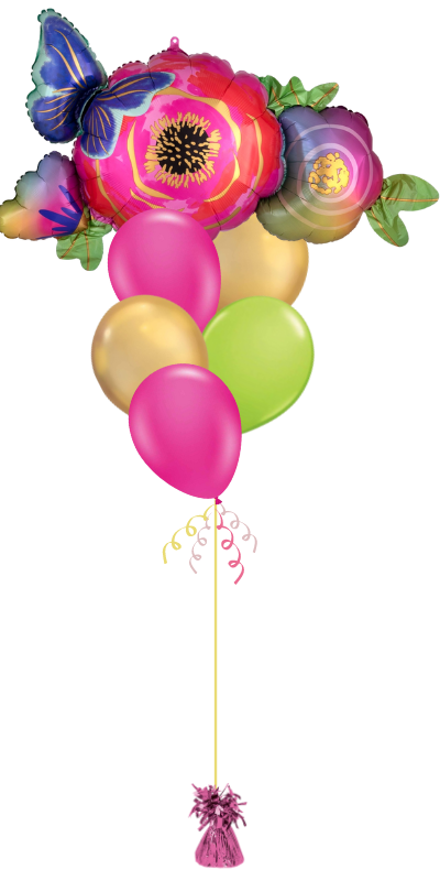 Balloon Bouquet - Satin Infused Flowers and Butterflies