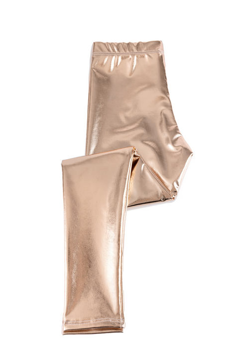 Super Shiny Leggings, Metallic Gold, Size 3-4