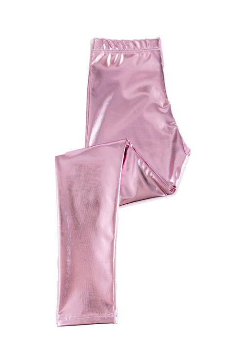 Super Shiny Leggings, Metallic Pink