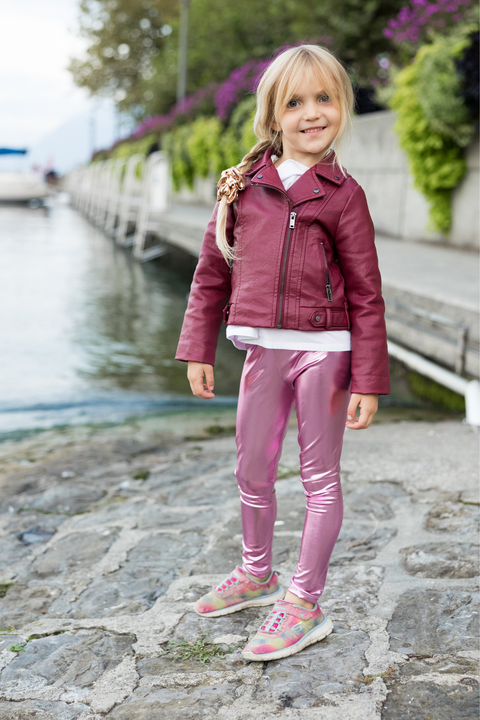 Super Shiny Leggings, Metallic Pink