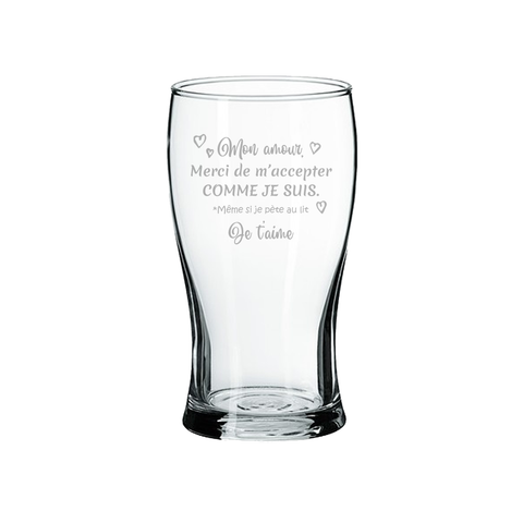 My love, thank you for accepting me - Beer glass