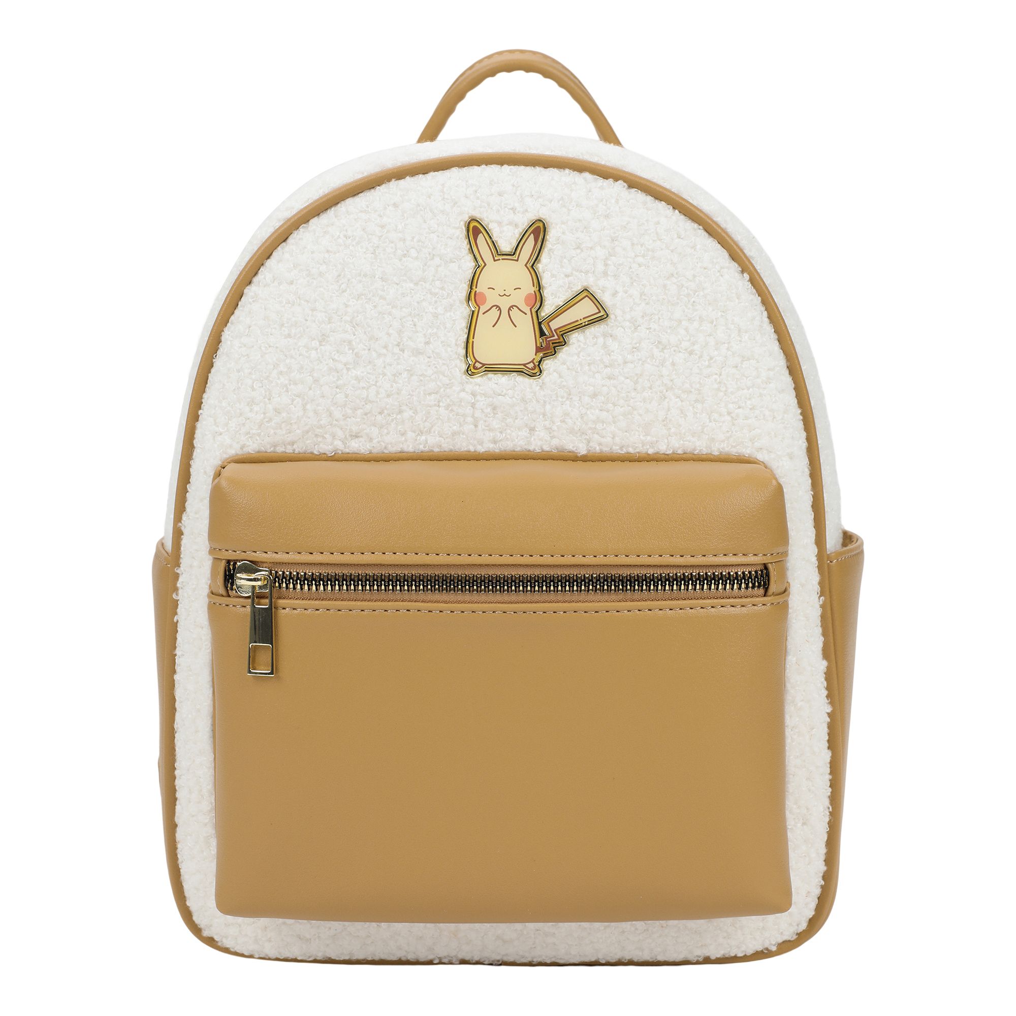 POKEMON - Electric Pikachu Sherpa Mini Backpack - White/Brown