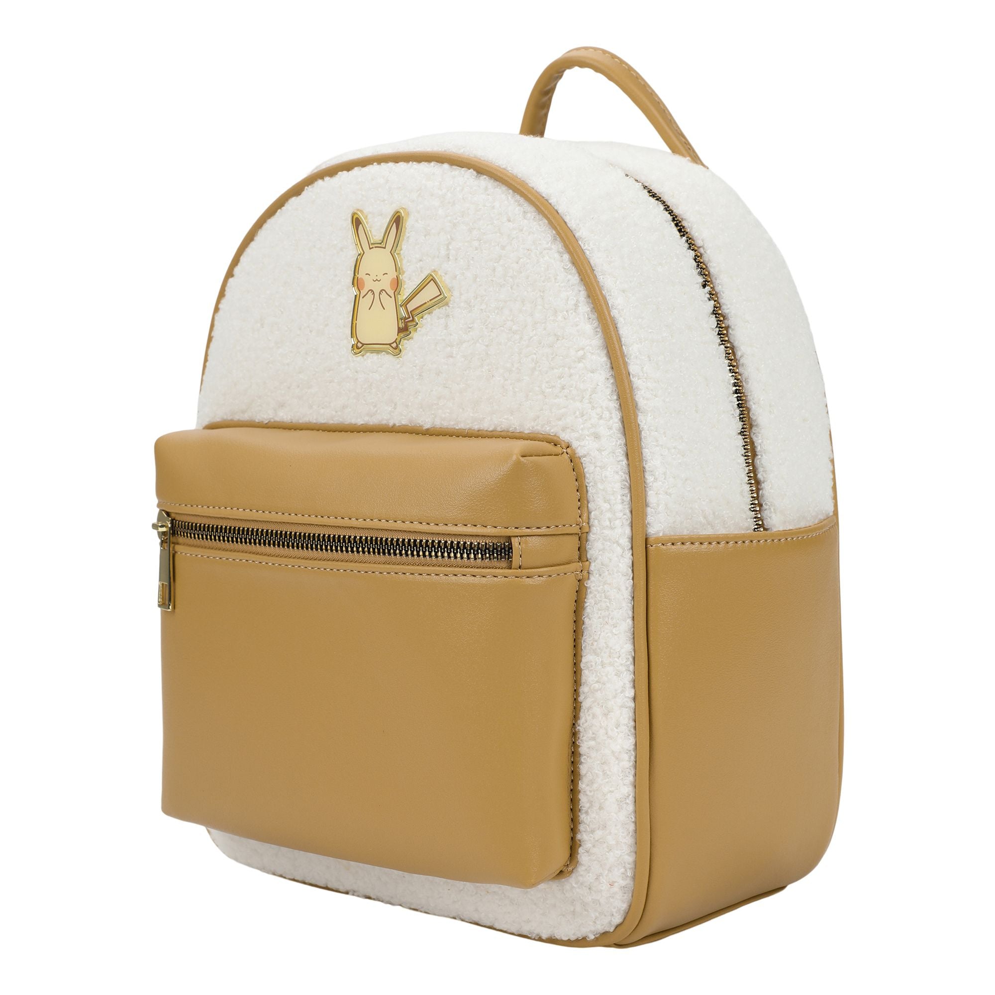 POKEMON - Electric Pikachu Sherpa Mini Backpack - White/Brown