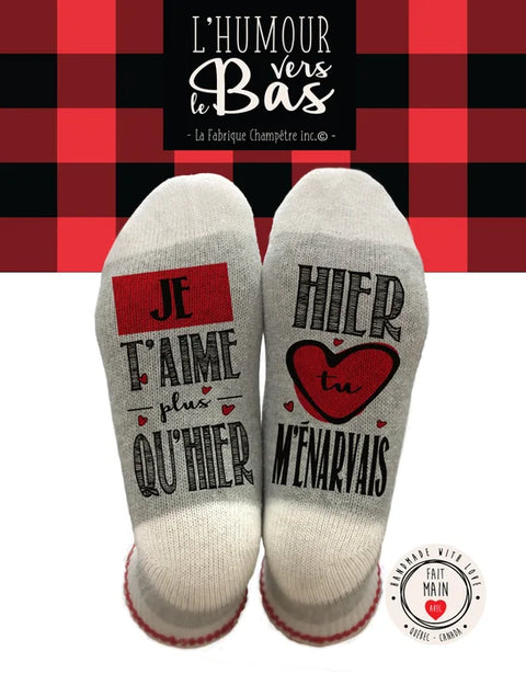 Woolen stocking "I love you more than yesterday"