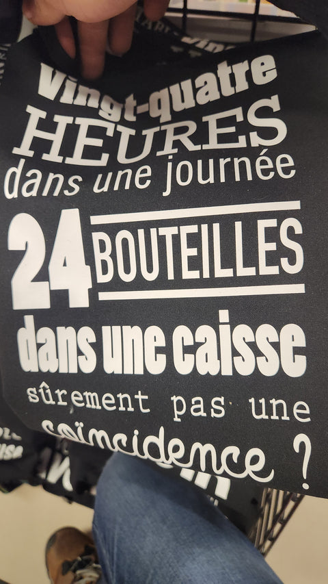 Tablier noir "Vingt quatre heure dans une journée"