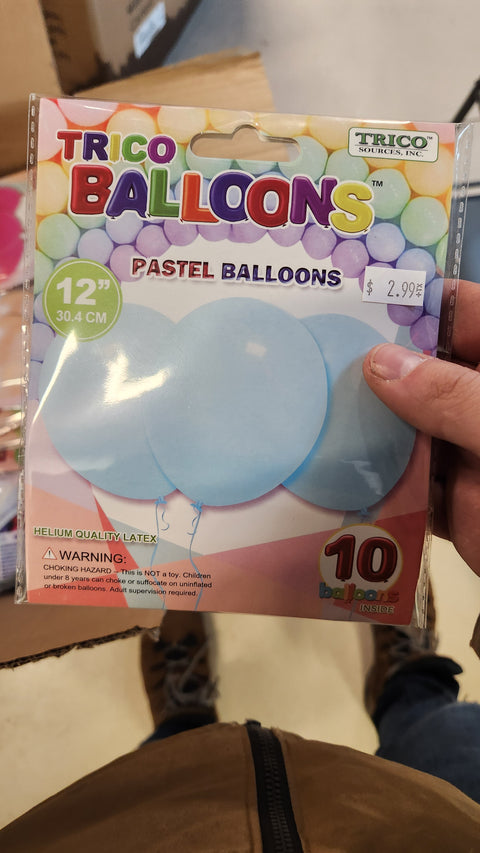 Ballons de latex 12" (10/pqt) - Bleu pastel