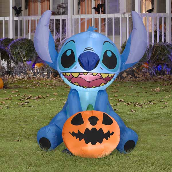 3 Foot Inflatable Stitch with Pumpkin Lantern