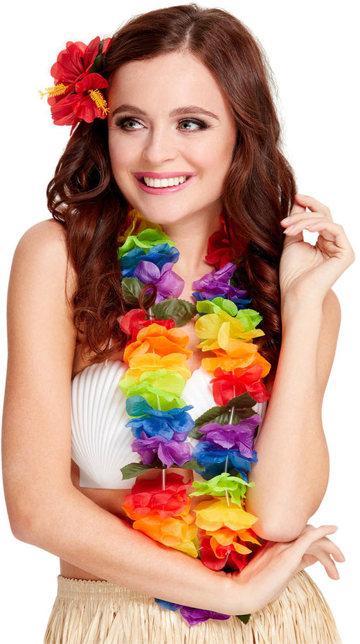 Accessoire - Collier hawaïen géant - Arc-en-ciel
