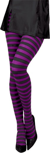 Collants rayés violet et noir - Adulte
