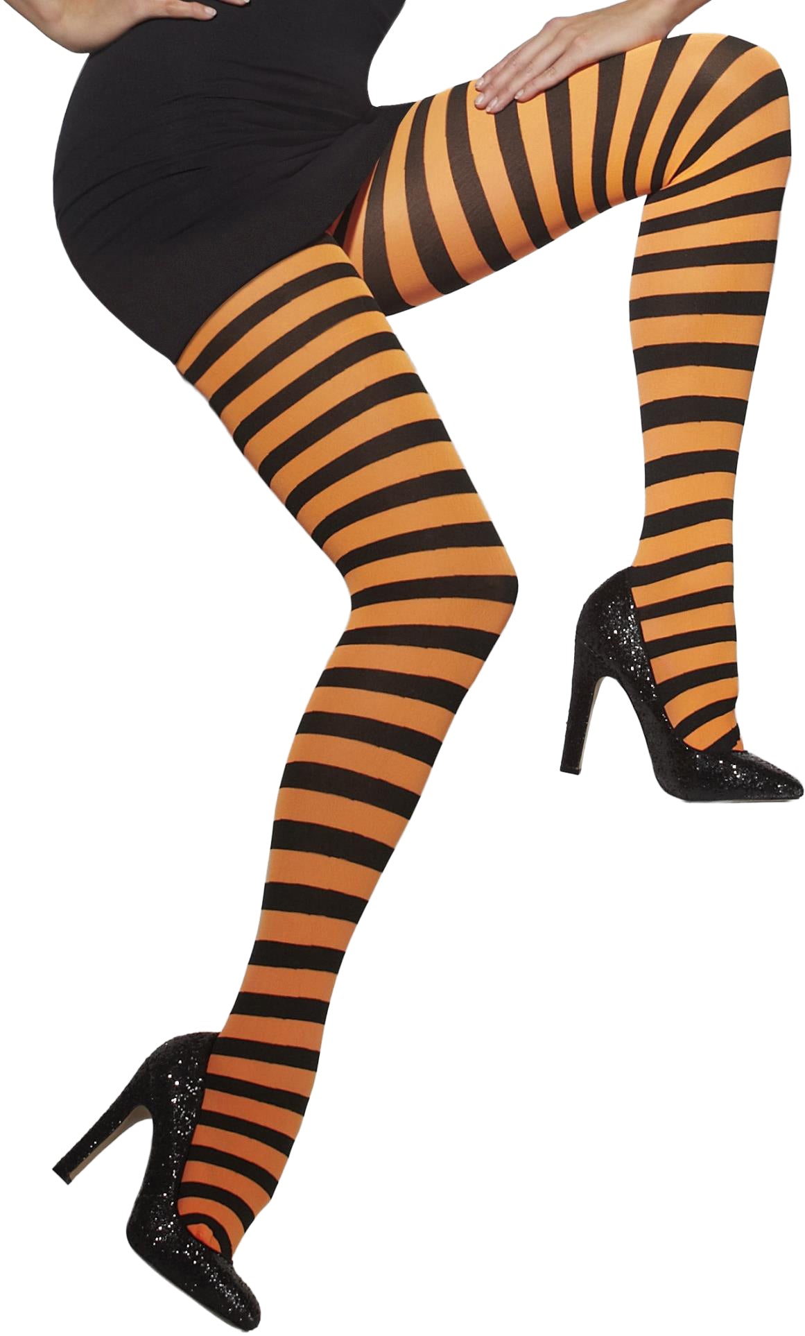Tights - Opaque - Orange and Black