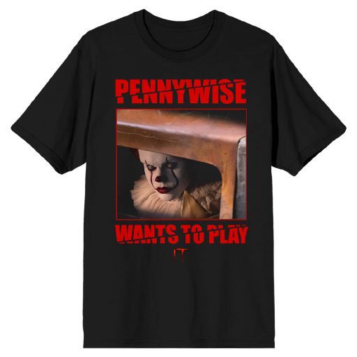 T-shirt adulte noir - Ça - Pennywise veut jouer