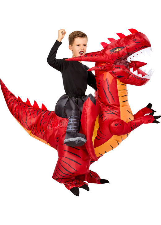 Costume gonflable Dragon rouge à enfourcher - Enfant