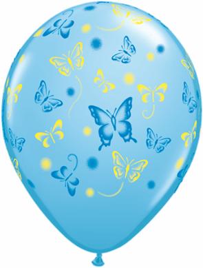 Butterfly Balloon - Yellow/Pink/Blue/Purple) - 11"