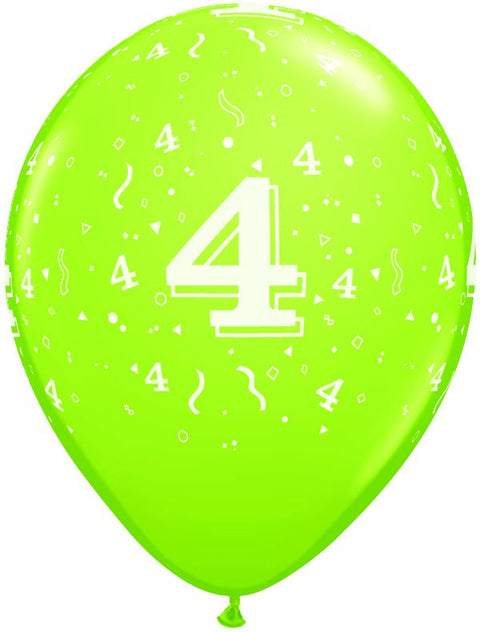 Number Balloon #4 with Confetti - 11"