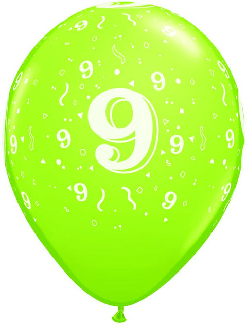 Number Balloon #9 with Confetti - 11"