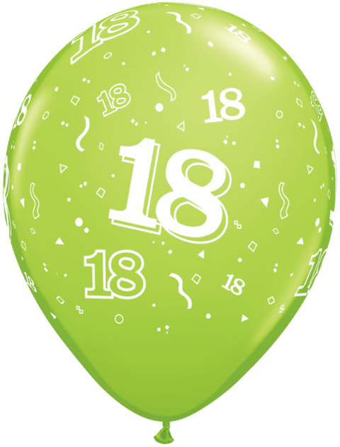 Number Balloon #18 with Confetti - 11"