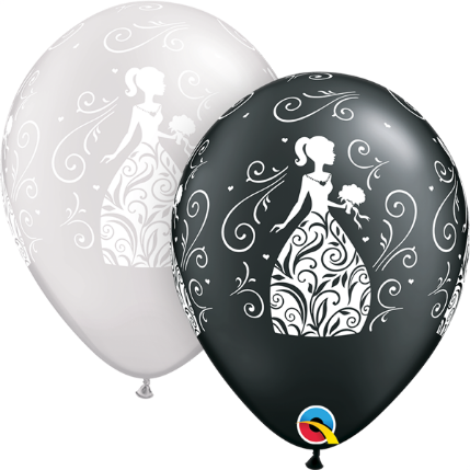 Wedding Balloon - Black/White - 11"