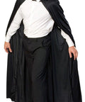 Longue cape de 60" en tissu à capuche - Noir - Adulte