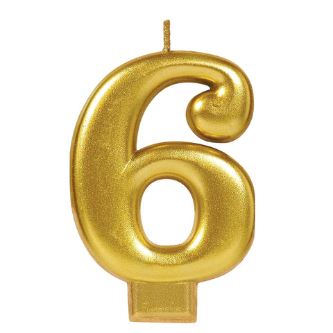 Numeral #6 Metallic Candle - Gold