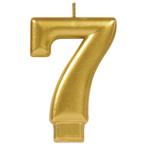 Numeral #7 Metallic Candle - Gold