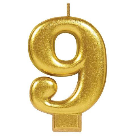 Numeral #9 Metallic Candle - Gold