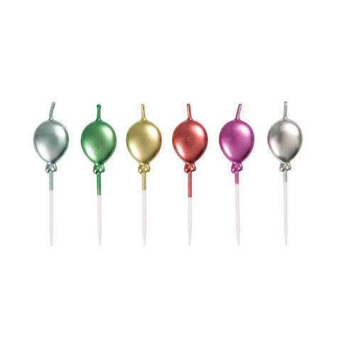 Metallic Balloon Pick Birthday Candles - Assorted 6ct