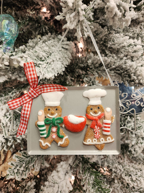 Gingerbread cookie tray ornament (6.5x3.5in)