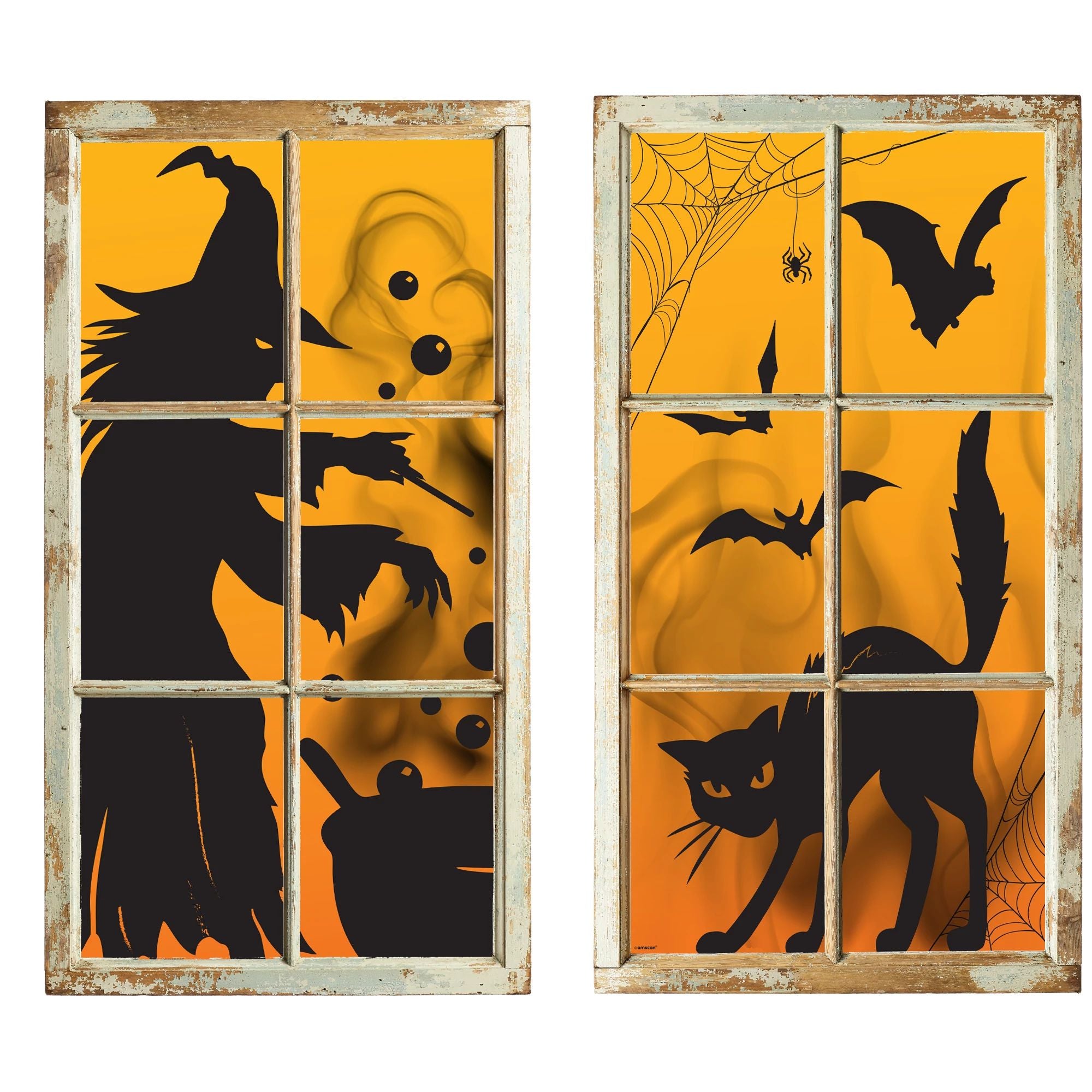 Décoration pour fenêtre - Sorcière et chat