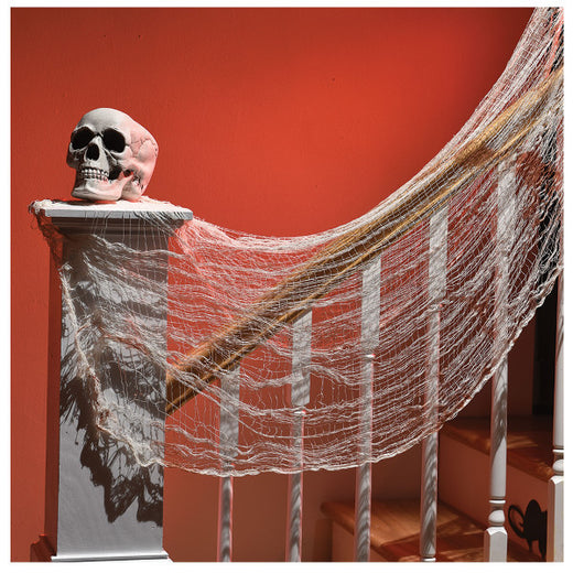 Tissu effrayant d'Halloween - Blanc, tâches de sang