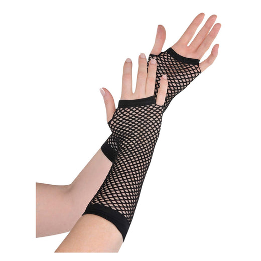 Gants longs en résille noirs