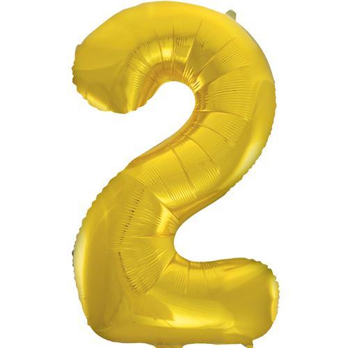 Ballon en aluminium (34") - Chiffre 2 - Or -  - Boo'tik d'Halloween