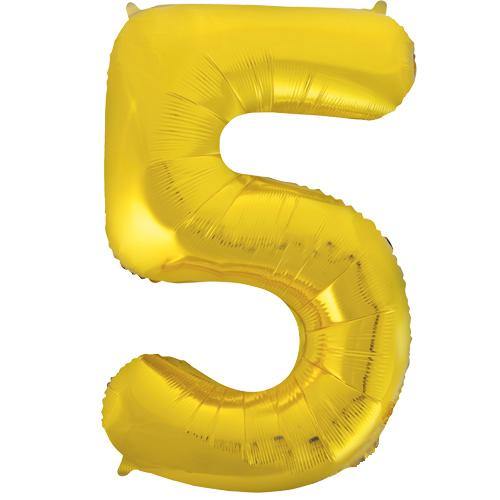 Ballon en aluminium (34") - Chiffre 5 - Or -  - Boo'tik d'Halloween