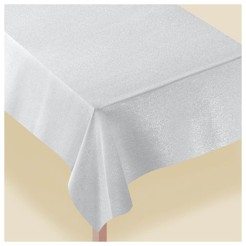 Metallic Tablecloth, 60" x 104" - White/Silver